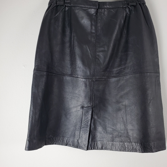 Black genuine Leather Skirt - Picture 3 of 6